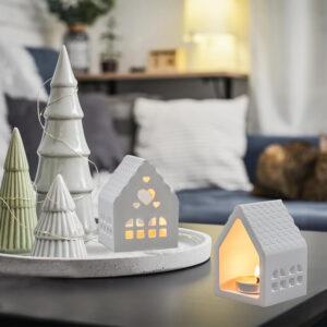 Mini bougie de Noël - Maison de Noël + 1 bougie chauffe-plat (parfum au choix)
